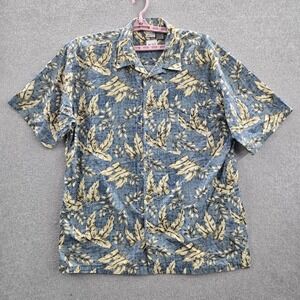 Op Spirit Men Button Up Shirt 2XL Blue‎ Floral Hawaiian